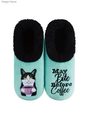 Fuzzy Cat Slipper Socks with Sherpa Lining and Non-Slip Grippers